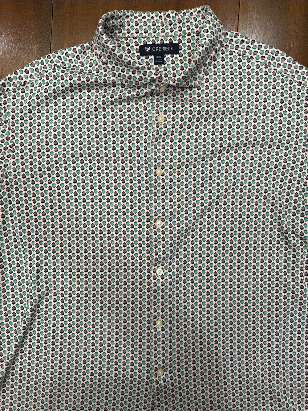 Daniel Cremieux Men's Button-Down Shirt — Teal, Navy & Pink Geometric Print